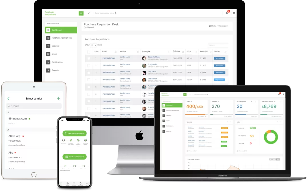 Mobile device showing vendor selection screen